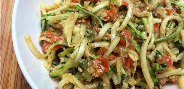 walnut pesto zucchini noodles