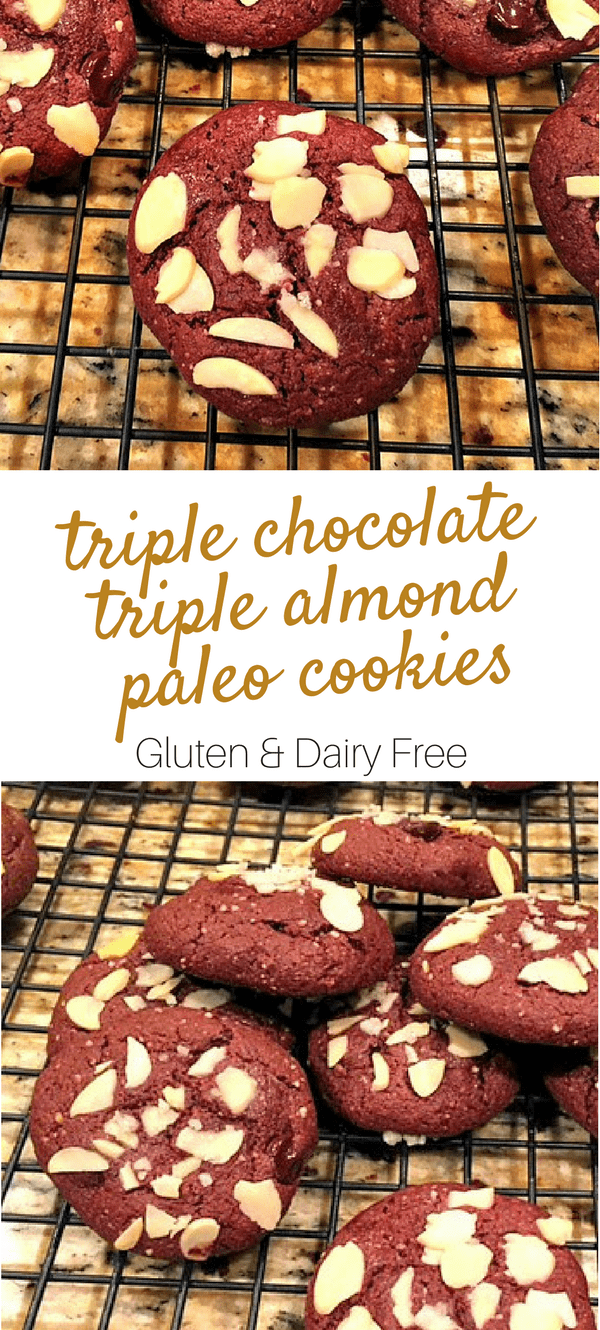 Triple Chocolate Triple Almond Paleo Cookies