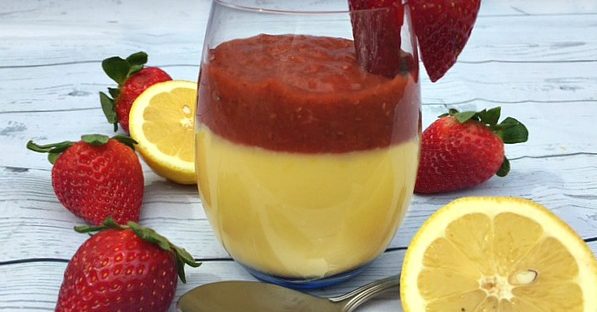 Lemon Curd with Strawberry Rhubarb Chia Topping