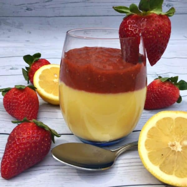 Lemon Curd with Strawberry Rhubarb Chia Topping